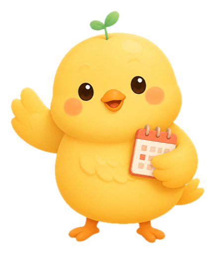 Bloomie holding a calendar