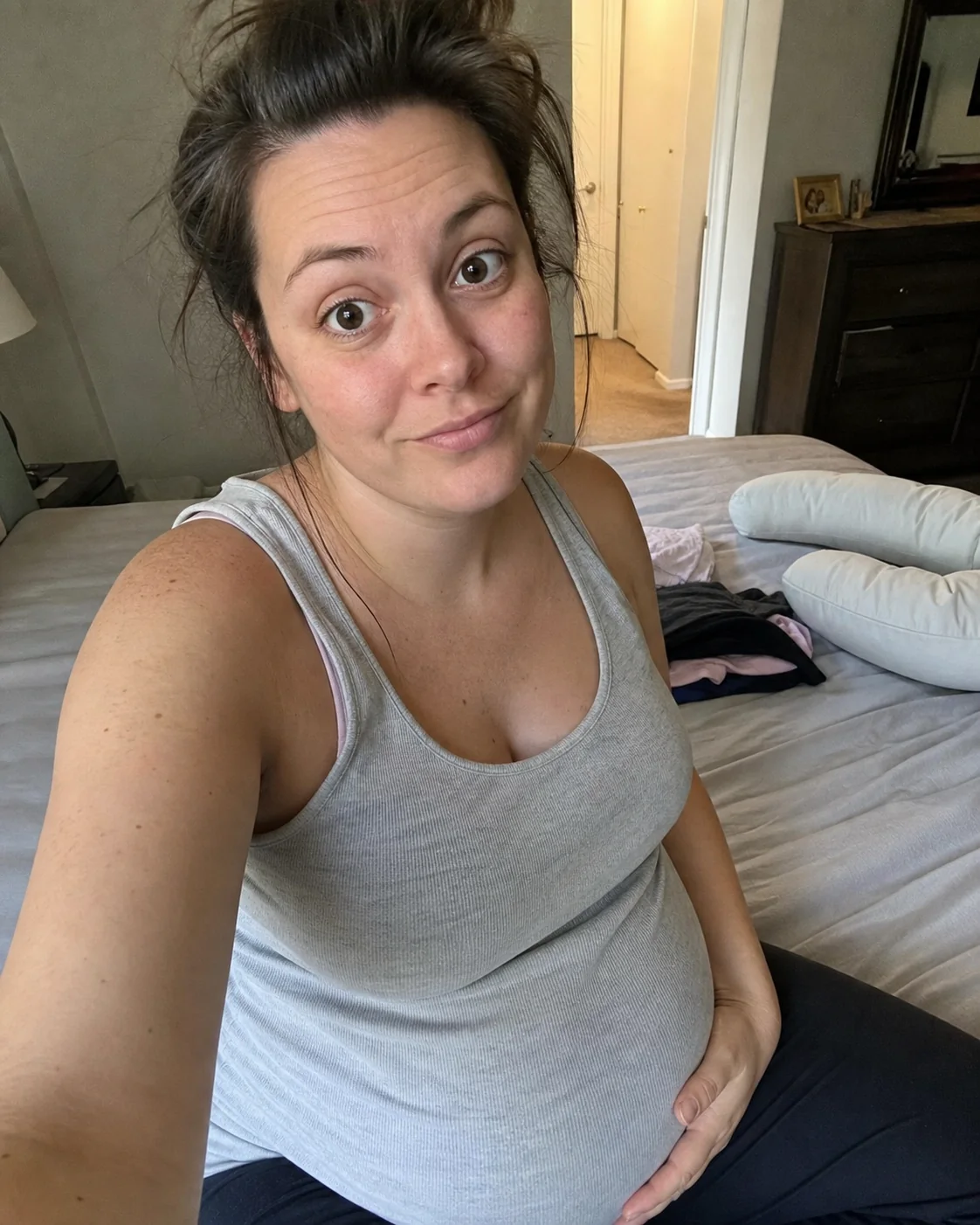 Pregnant creator recording an honest update