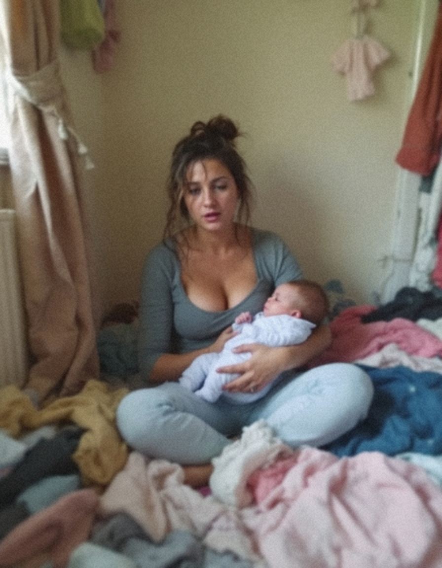 Mum talking to camera with baby in arms